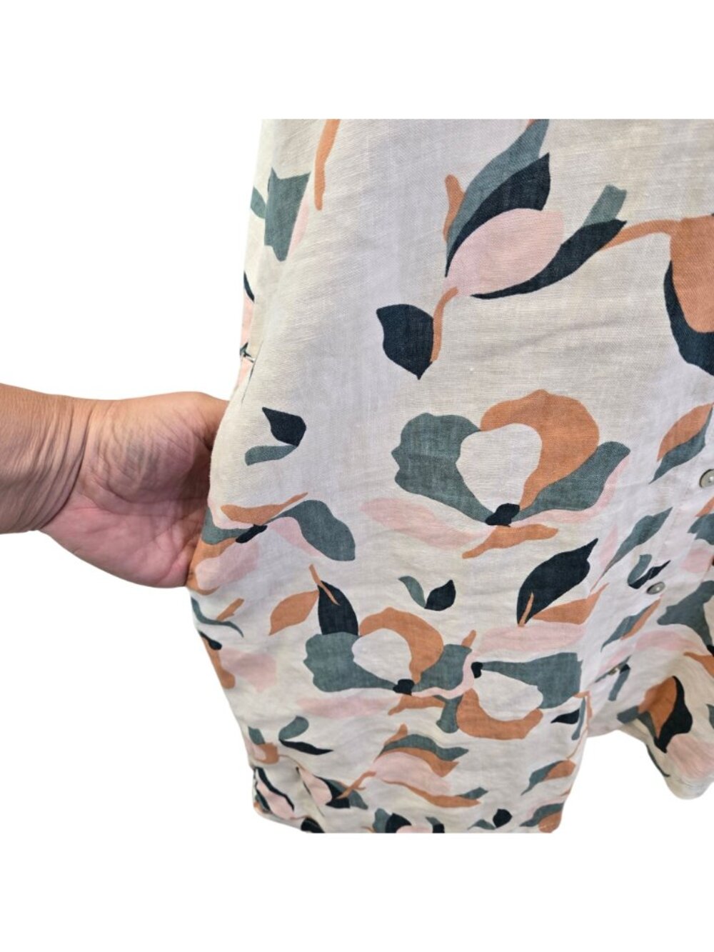 Rachel Zoe 100% Linen Floral Short Sleeve Shirt Dress Size Large - Picture 5 of 6
